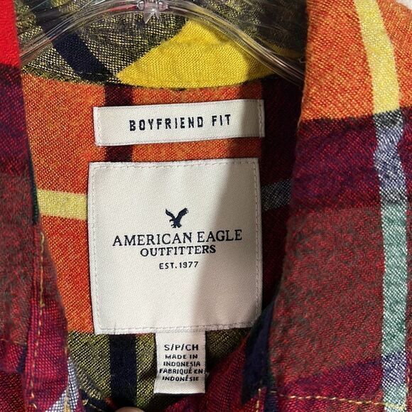 American Eagle Flannel Multicolor Long Sleeve Button Down Shirt Women's‎ Small - Picture 2 of 6
